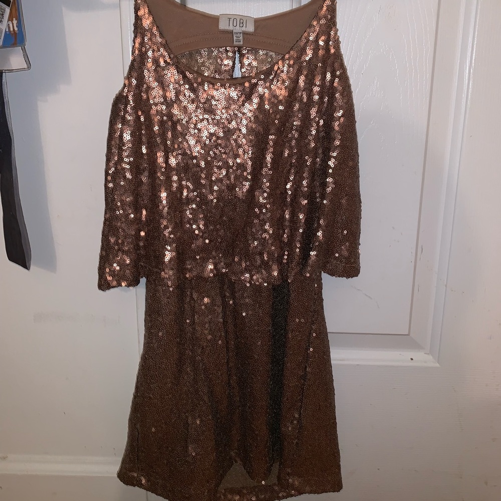 TOBI rose gold mini dress